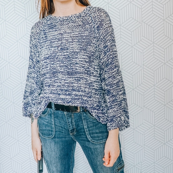Mango Sweaters - MANGO basics blue Stretch knit Relaxed Sweater
